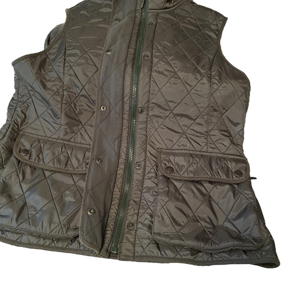 Eddie Bauer Womens Quilted 
Lined Vest Full Zip Olive Green Size Medium - Picture 3 of 14